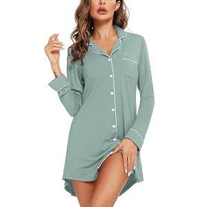 Leikar Nightgowns for Women Button Up Labor