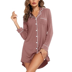 Leikar Nightgowns for Women Button Up Labor