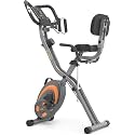 leikefitness Folding Stationary Bike Recumbent Exercise Bike w/Arm Resistance Bands-Pulse Sensor-LCD Monitor and Easy to Assemble Indoor Cycling Bike 2280 (GREY)
