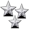 Leinuosen 3 Pcs 25.8" - 31.5" Star Starry Night Movie Night Party Decoration Silver Glitter Star Cardboard Cutout Stand-up Movie Prom Awards Homecoming Wedding Birthday Party Photo Prop Backdrop Decor