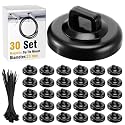 Leinuosen 30 Set Magnetic Zip Tie Mount and Nylon Cable Ties, 23 mm Multipurpose Wire Cable Holder Mount Wire Clips Management Electrical Organization Supplies (Black)