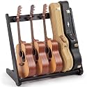 Leinuosen 5 Multi Guitar Stand Floor Wooden Guitar Rack with Pad, Black
