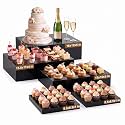 Leinuosen 5 Pcs Extra Large Buffet Risers Set Rectangle Acrylic Display Box Catering Dessert Table Riser Food Display Decorative Stand with Hollow Bottom for Catering(Black)