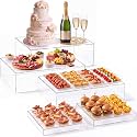 Leinuosen 5 Pcs Extra Large Buffet Risers Set Rectangle Acrylic Display Box Catering Dessert Table Riser Food Display Decorative Stand with Hollow Bottom for Catering(Clear)