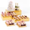 Leinuosen 5 Pcs Large Buffet Risers Set Rectangle Acrylic Display Box Catering Dessert Table Riser Food Display Decorative Stand with Hollow Bottom for Catering(Golden)