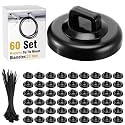 Leinuosen 60 Set Magnetic Zip Tie Mount and Nylon Cable Ties, 23 mm Multipurpose Wire Cable Holder Mount Wire Clips Management Electrical Organization Supplies (Black)