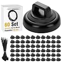 Leinuosen 60 Set Magnetic Zip Tie Mount and Nylon Cable Ties, 19 mm Multipurpose Wire Cable Holder Mount Wire Clips Management Electrical Organization Supplies (Black)