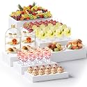 Leinuosen 7 Pcs Extra Large Acrylic Buffet Risers, 10-16" Rectangle, White