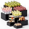 Leinuosen 7 Pcs Extra Large Acrylic Buffet Risers, 8-14" Square, Black