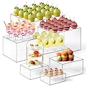 Leinuosen 7 Pcs Extra Large Acrylic Buffet Risers, 8-14" Square, Clear