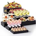 Leinuosen 7 Pcs Extra Large Acrylic Buffet Risers, 10-16" Rectangle, Black