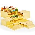 Leinuosen 7 Pcs Large Acrylic Buffet Risers, 6-12" Square, Gold