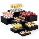 Leinuosen 7 Pcs Large Acrylic Buffet Risers, 8-14" Rectangle, Black
