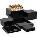 Leinuosen 7 Pcs Large Acrylic Buffet Risers, 6-12" Square, Black