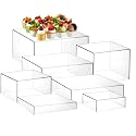 Leinuosen 7 Pcs Large Acrylic Buffet Risers, 6-12" Square, Clear