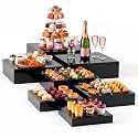 Leinuosen 7 Pcs Large Acrylic Buffet Risers, 8-14" Square, Black