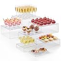 Leinuosen 7 Pcs Large Acrylic Buffet Risers, 8-14" Rectangle, Clear