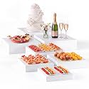 Leinuosen 7 Pcs Large Acrylic Buffet Risers, 8-14" Square, White