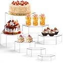 Leinuosen 7 Pcs Large Acrylic Buffet Risers, 6-12" Hexagonal, Clear