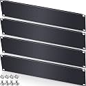 Leinuosen Blank Rack Mount Panel Spacer Metal Blank Panel Black Server Rack Accessories Mount Filler for 19 Inch Server Network Enclosure Cabinet Cable(2 U,5 Pcs)
