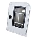 Leisure RV Teardrop 26" x 32" Face Mount Foam Core Passenger Side Door with Radius Corners on Top and Square Bottom with Screen Door (White, 26" w X 32" h Pass Side)