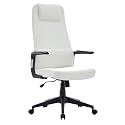 LeisureMod Ergonomic Office Chair High-Back Leather Computer Chair with Padded Headrest Adjustable Height Swivel and Tilt Desk Chair and Double Wheel Casters Nexa Collection