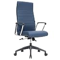 LeisureMod Hilton Modern Conference High Back Leather Ergonomic Executive Office Chair with Adjustable Height &amp; Swivel for Home and Office Room