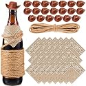 Leitee 20 Sets Mini Cowboy Hats for Crafts Plastic Tiny Cowgirl Hat with Bandanas for Western Cowboy Party Decoration