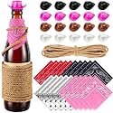 Leitee 20 Sets Mini Cowboy Hats for Crafts Plastic Tiny Cowgirl Hat with Bandanas for Western Cowboy Party Decoration