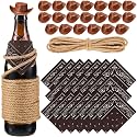 Leitee 20 Sets Mini Cowboy Hats for Crafts Plastic Tiny Cowgirl Hat with Bandanas for Western Cowboy Party Decoration