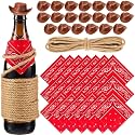 Leitee 20 Sets Mini Cowboy Hats for Crafts Plastic Tiny Cowgirl Hat with Bandanas for Western Cowboy Party Decoration