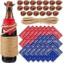 Leitee 20 Sets Mini Cowboy Hats for Crafts Plastic Tiny Cowgirl Hat with Bandanas for Western Cowboy Party Decoration