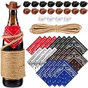 Leitee 20 Sets Mini Cowboy Hats for Crafts Plastic Tiny Cowgirl Hat with Bandanas for Western Cowboy Party Decoration