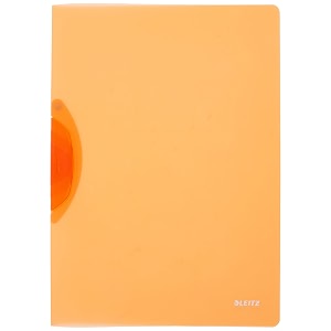 leitz style pp colorclip premium file folder with clip fastener orange 30 sheets capacity