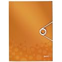 Leitz Wow PP 3-Flap Premium File Folder with Elastic Closure, Orange Metallic (150 Sheets Capacity)