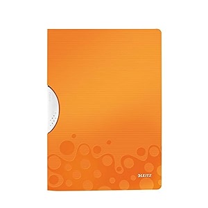 leitz wow pp colorclip premium file folder with clip fastener orange metallic 30 sheets capacity