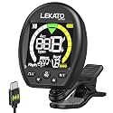 LEKATO 3 in 1 Guitar Tuner, Clip On Tuner Metronome with Tone Generator, Fits for Electric Acoustic Guitar Bass Ukulele Violin Viola Cello Practice Performence, Rechargeable Full Color Screen
