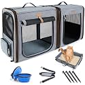 Lekereise Extra Large Cat Carrier for 2 Cats, 2-in-1 Cat Travel Carrier with Litter Box, (20.85" x2) x19.7"x19.7" Pet Carrier with Zipper Locks for Moving Across The Country (No Hammock) - Grey