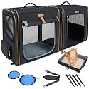 Lekereise Extra Large Cat Carrier for 2 Cats, 2-in-1 Cat Travel Carrier with Litter Box, (20.85" x2) x19.7"x19.7" Pet Carrier with Zipper Locks for Moving Across The Country (No Hammock) - Black