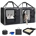 Lekereise Large Cat Carrier Soft Sided, 28" x 13" x 13", Large cat Travel Carrier for 2 Cats with Zipper Locks for Moving Across The Country(No Hammock), Foldable for Storage, Black