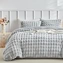 lekesky Fluffy Faux Fur Duvet Cover King Size with 2 Pillowcases, Grey