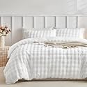 lekesky Fluffy Faux Fur Duvet Cover Queen Size with 2 Pillowcases, White
