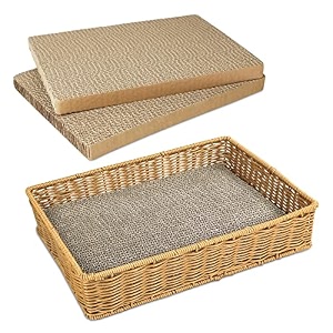 lele life 3pcs cat scratcher with sturdy lounge basket double-sided cat scratch pad cardboard cat scratcher cat scratching board cat scratching post cat scratchers for indoor cats