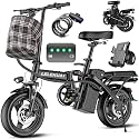 LELEKUAI Electric Bike for Adults and Teens, 520W-1200W Motor, 20-28MPH, 32 Miles Range, 48V 10Ah Battery, 3-Level Pedal Assist, 14" Foldable Mini Electric Bicycle, UL 2849 Certified