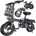 LELEKUAI Electric Bike for Adults and Teens, 520W-1200W Motor, 20-28MPH, 32 Miles Range, 48V 10Ah Battery, 3-Level Pedal Assist, 14" Foldable Mini Electric Bicycle, UL 2849 Certified