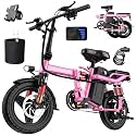 LELEKUAI Electric Bike for Adults and Teens, 520W-1200W Motor, 20-28MPH, 32 Miles Range, 48V 10Ah Battery, 3-Level Pedal Assist, 14" Foldable Mini Electric Bicycle, UL 2849 Certified