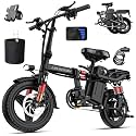 LELEKUAI Electric Bike for Adults and Teens, 520W-1200W Motor, 20-28MPH, 32 Miles Range, 48V 10Ah Battery, 3-Level Pedal Assist, 14" Foldable Mini Electric Bicycle, UL 2849 Certified