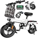 LELEKUAI Electric Bike for Adults and Teens, 520W-1200W Motor, 20-28MPH, 32 Miles Range, 48V 10Ah Battery, 3-Level Pedal Assist, 14" Foldable Mini Electric Bicycle, UL 2849 Certified