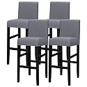 Lellen Bar Stool Chair Covers Set of 4 - Jacquard Bar Stool Covers with Backs Bar Chair Covers Counter Height Stool Covers Bar Stool Slipcovers High Stool Chair Covers for Kitchen Dining Room