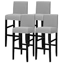 Lellen Bar Stool Chair Covers Set of 4 - Jacquard Bar Stool Covers with Backs - High Stool Chair Covers for Kitchen Dining Room